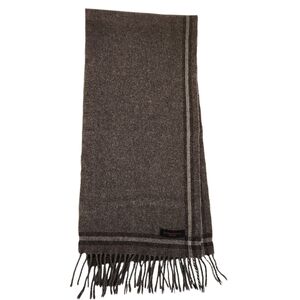 BARBAROSSA brown plaid brushed wool fringe scarf one size